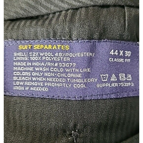 NWT Stafford Dress Pants Mens 44x30 Black Claasic Fit Wool Blend Travel Trousers - Picture 7 of 7